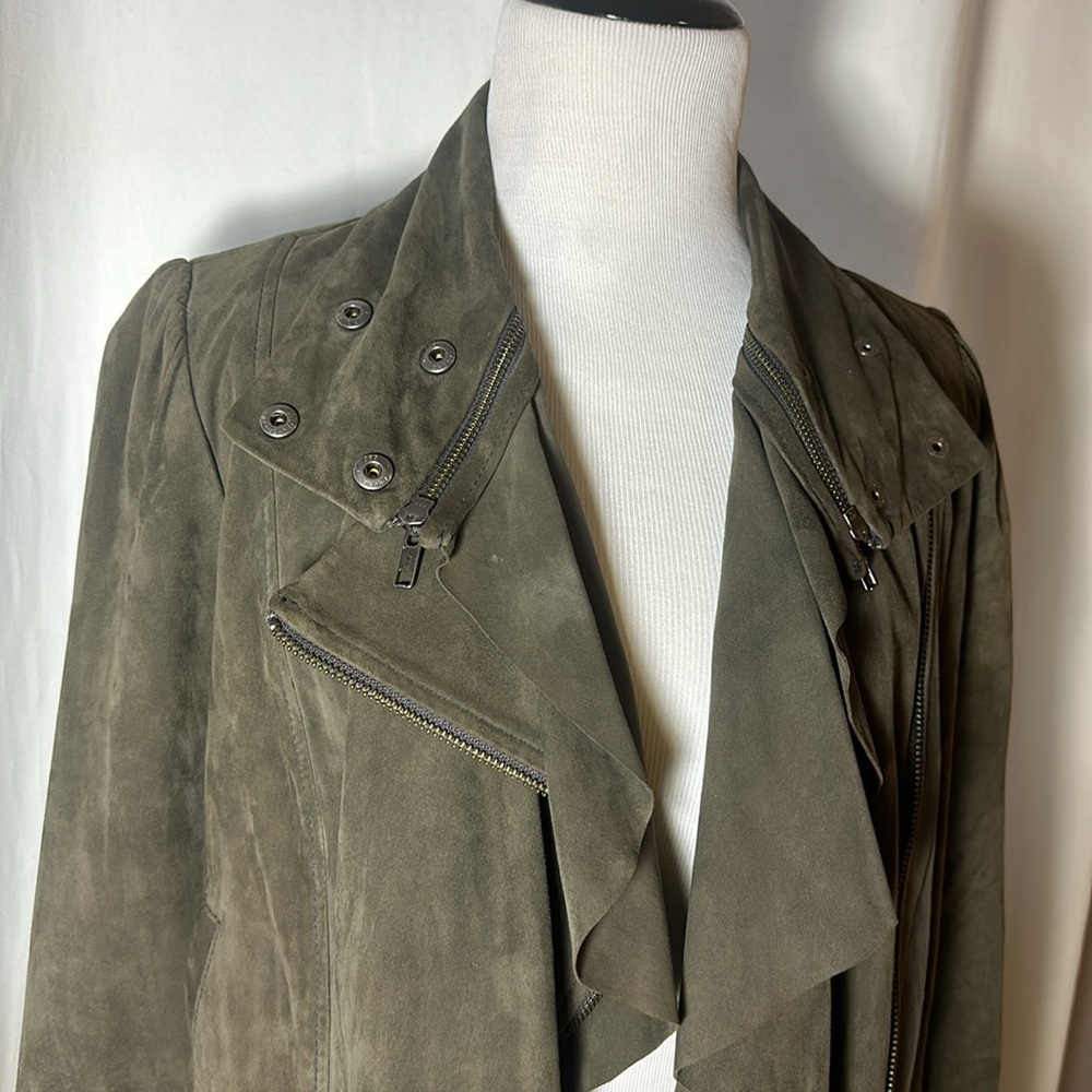 100% Suede Army Green Jacket - Picture 2 of 8